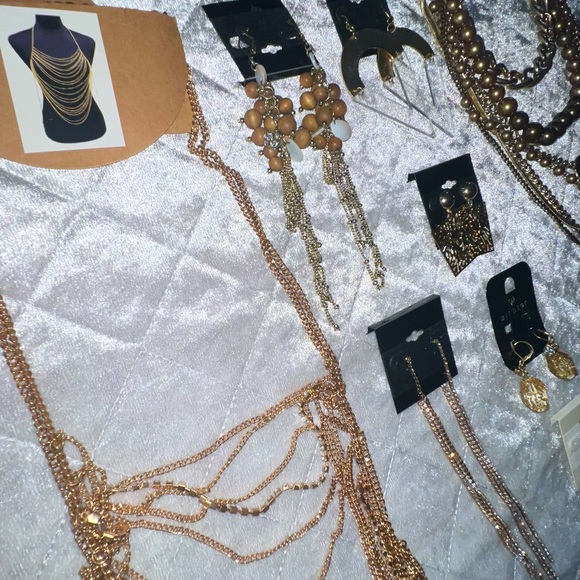 Gold Rhinestone Jewelry Lot30pc Bodychain Bralette Earring Bracelet Necklace - Picture 3 of 12